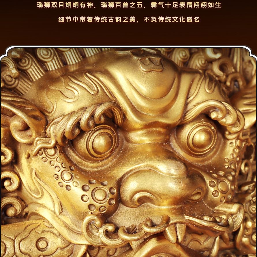 摆件牌吞狮咬符瑞兽剑口兽睚眦挂件头质神铜纯铜八卦镜虎头门兽海