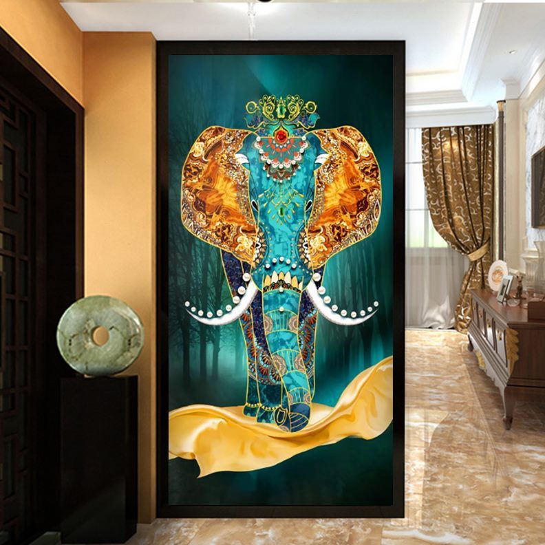 客厅背景墙8壁画墙纸欧式过道玄关装饰画3d画轻奢壁纸风墙面竖版d图片