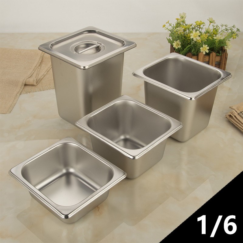 2/1加厚不锈钢份数盆分菜盘长方形自助快餐盆加厚分数Z盘冰淇淋盒