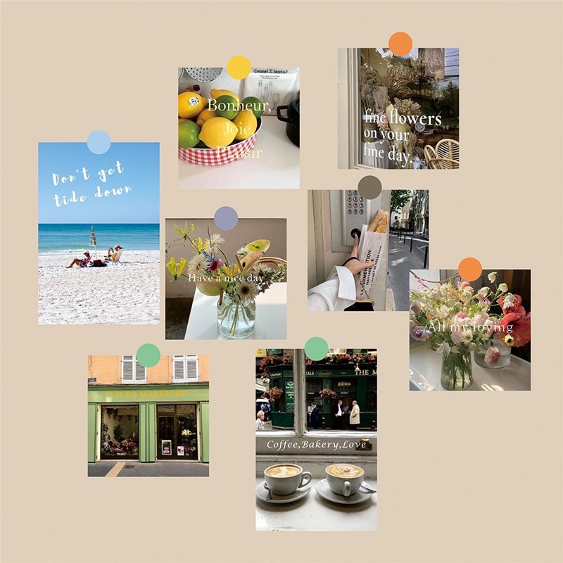 法式浪漫文艺f拍照道具卡片假期时光咖啡店墙面背景装饰卡纸照片