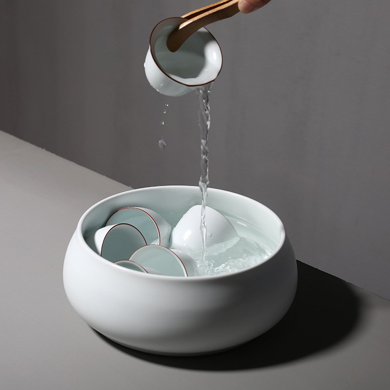 脂白陶瓷a茶洗 定窑大号杯洗 茶杯水洗