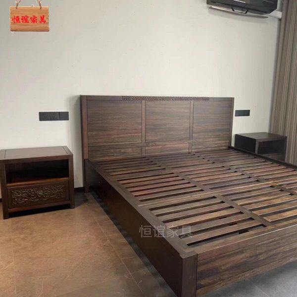 古夷苏木黑檀家具 双人床新中式原木床头柜禅意实木婚床接受定制,住宅家具,实木床,淘宝优惠券,粉丝福利购,淘宝优惠卷