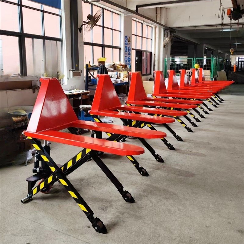 1T红外感应半电动高起升搬运叉车1吨电P动剪叉式升高搬运车