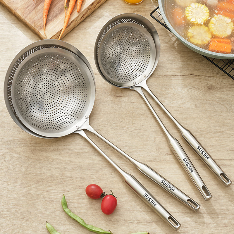 304不锈钢厨房家用小号漏网捞勺过滤网J筛笊篱商用厨具油炸大漏勺
