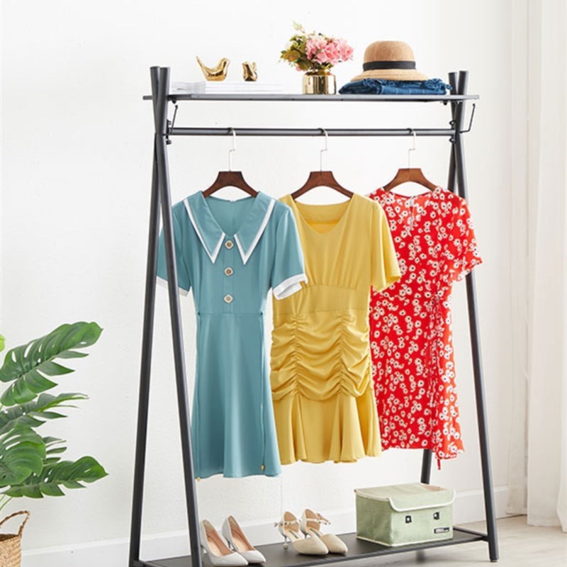 晾衣架落地卧室衣帽架家用加粗挂衣架H子阳台晒凉单杆式折叠多功