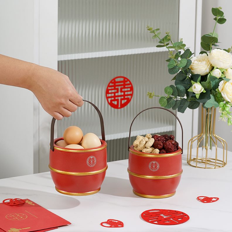 孙陶瓷婚房家用结婚红色婚庆用品孙喜桶宝摆件新桶子桶娘人陪嫁子
