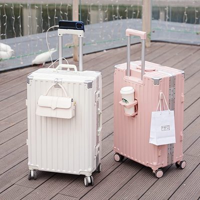行李箱万向轮子旅行箱结拉杆箱多功能男女登机箱24寸铝框20皮箱实