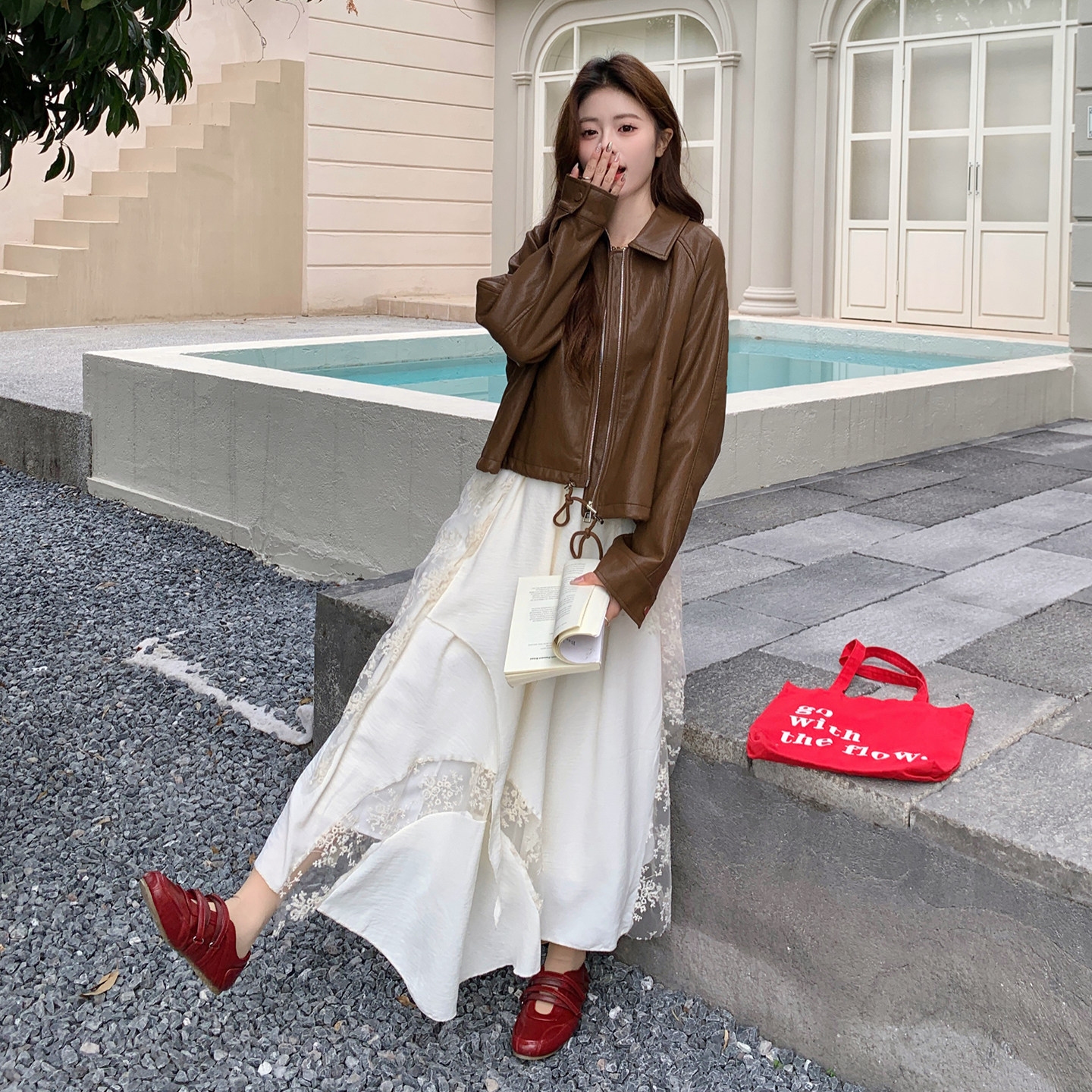 26年春款新品-拉链款翻领皮外套（两色)ZB187-1006-P130-K219，女装皮衣，浙宝187