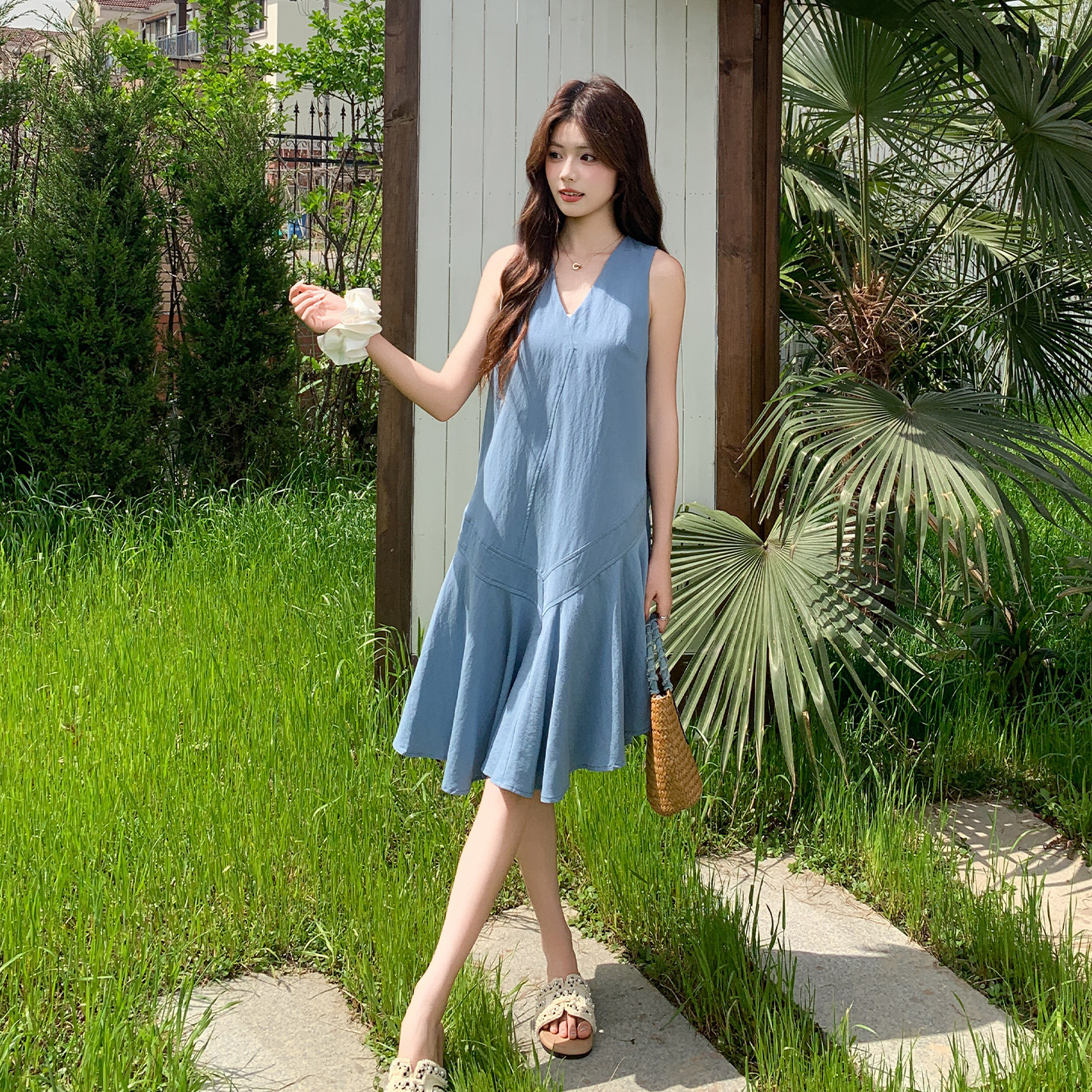 26年夏季新款-超美莱赛尔无袖鱼尾连衣裙ZB187-1017-P145-K238，女装连衣裙，浙宝187