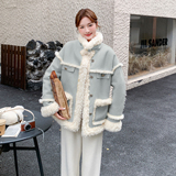 秋冬款新品-加厚可立领皮毛一体外套ZB187-115-P175-K239，女装皮草，浙宝187