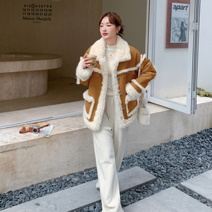 秋冬款新品-加厚可立领皮毛一体外套ZB187-115-P175-K239，女装皮草，浙宝187