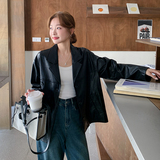 2025秋装新款-3013款-韩系甜酷宽松休闲皮衣外套P125-K195，女装皮衣，浙宝187