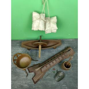 民俗老物件中药老式药碾子捣药罐药铡刀老旧道具中医药文化摆件