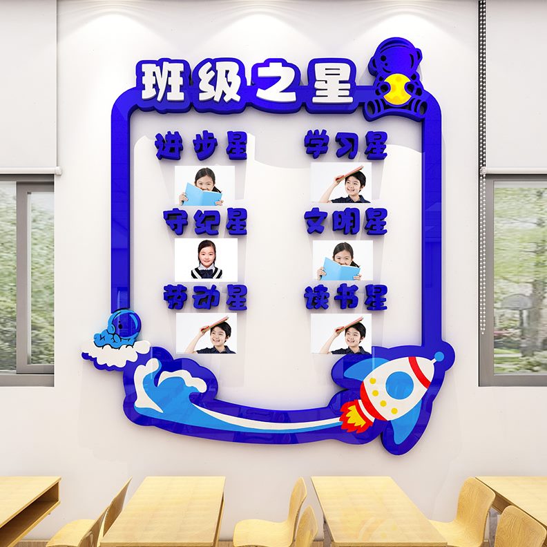 装饰贴画每周班级之星评比栏校小学幼儿园教室面照片墙布置文化墙