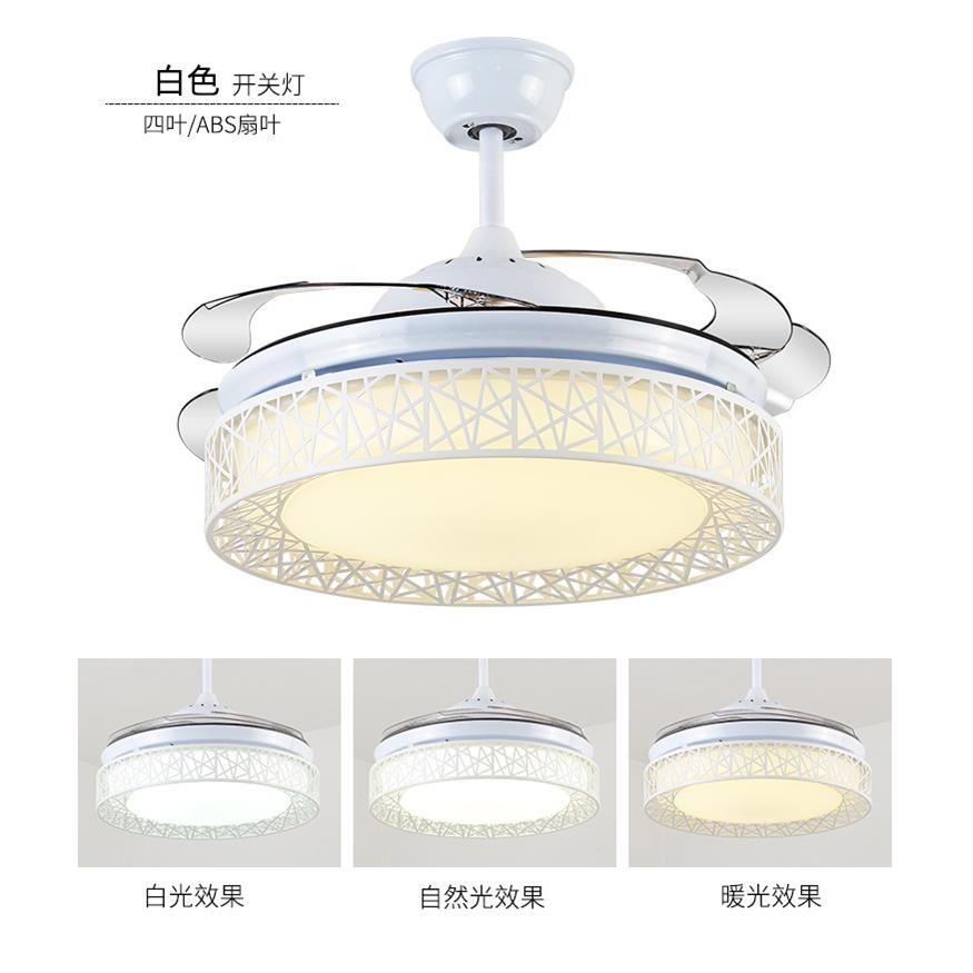 现代客厅吸顶风扇吊灯 LED隐形风扇灯卧室餐厅42寸遥控鸟巢吊扇