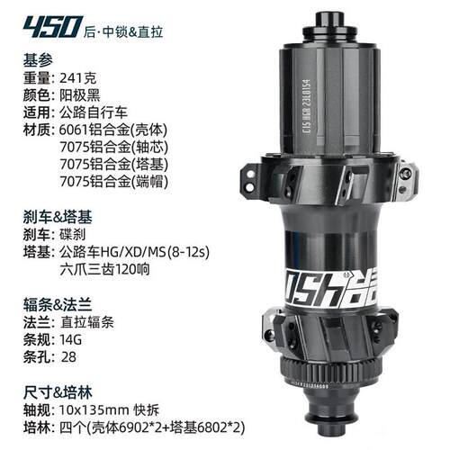KOOZER450公路车花鼓直拉12x100 135/142x12中锁快拆桶轴碟刹花鼓