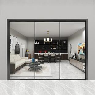 佛山墨诗兰门窗厂16铝合金推拉门隔条玻璃卫生间移门厨房门防盗型