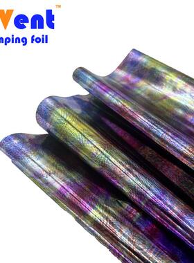 12u75CM多彩大裂纹布料烫金纸花膜服装纺织水洗丝印烫金浆膜印箔