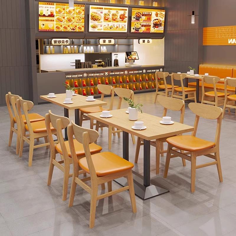 麻辣烫快餐汉堡寿司店水饺面馆食堂小吃店餐饮实木餐桌椅卡座组合