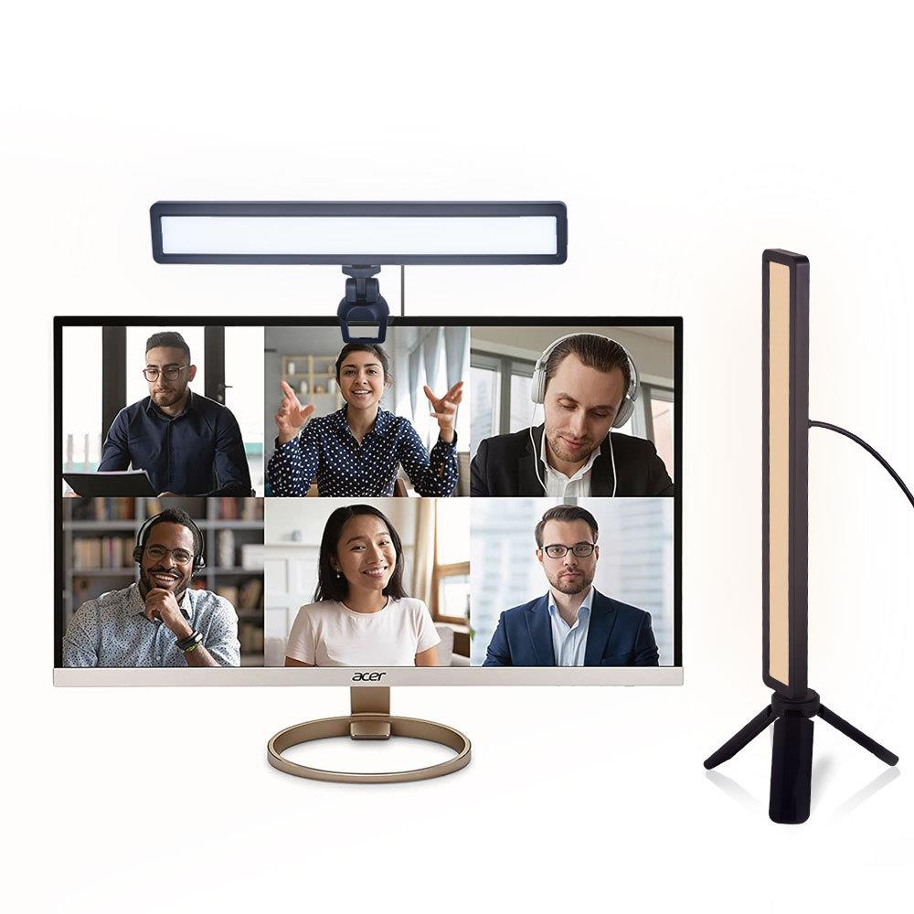 WS66线控开关三色温长条屏幕补光灯可调角度夹子柔光版led灯