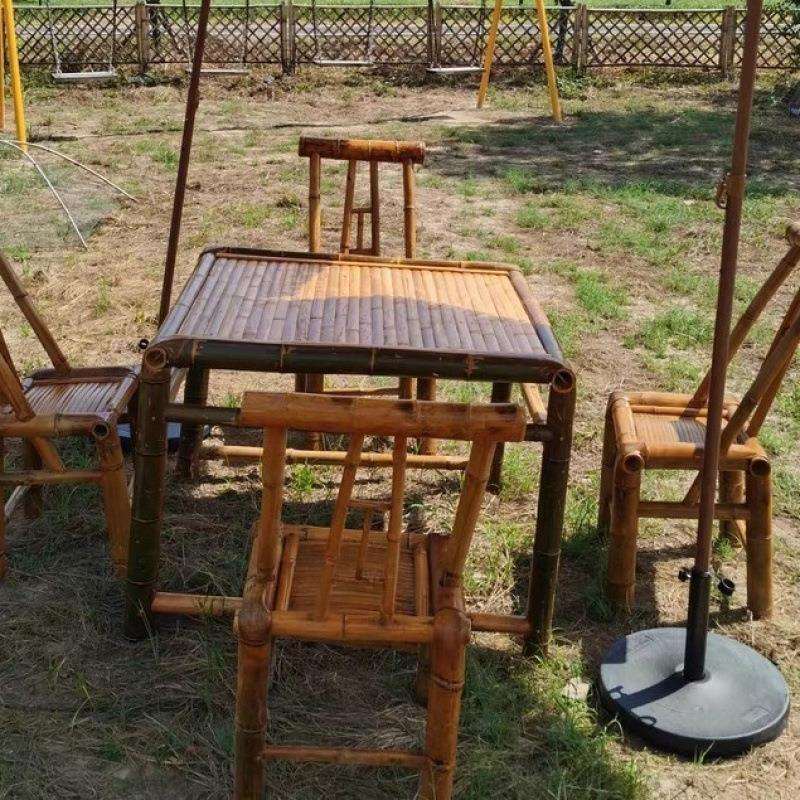 复古庭院竹桌椅组合竹椅子老式竹桌子户外方桌茶桌茶几竹制品家具