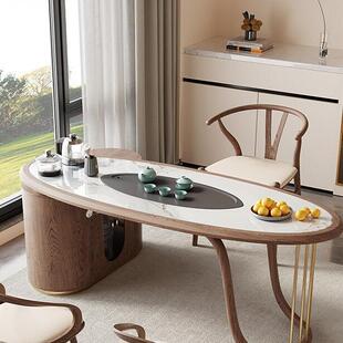 2025新款茶台客厅新中式实木茶桌椅组合家用办公室茶台烧水壶一体