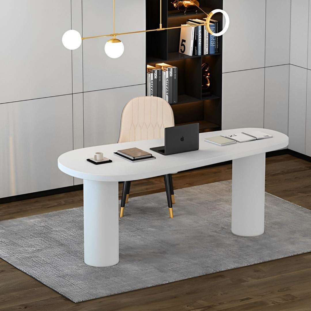 轻奢椭圆办公桌办公室经理大气洽谈桌接待室经理咨询洽谈办公桌子