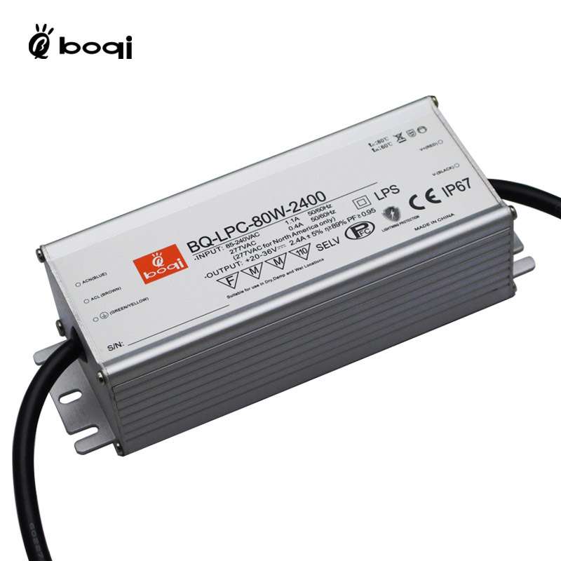 70W80WLED户外防水电源30V36V2400mA恒流驱动投光灯路灯PF EMI