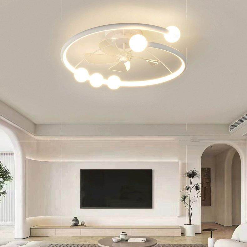 新款现代极简创意风扇灯智能语音静音一体电扇灯设计师卧室吊扇灯