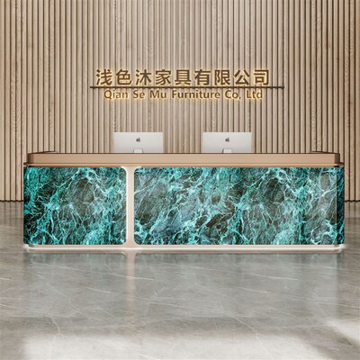 现代公司前e台接待台酒店服务台美容院收银台岩板大理石吧台桌定