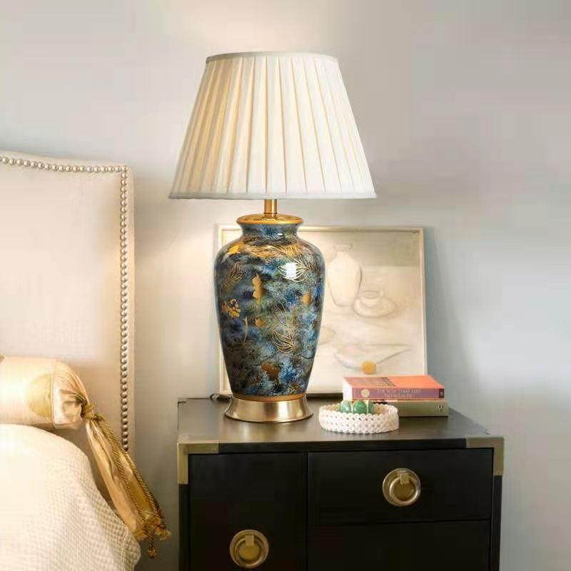 美式陶瓷台灯复古卧室书房床头样板房装饰台灯简约别墅创意台灯