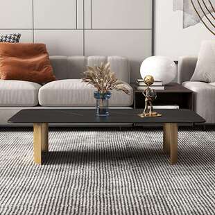 意式轻奢岩板茶几简约现代客厅长方形复古创意设计师家具独特造型