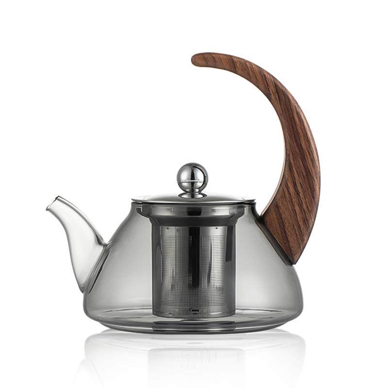 左茗右器耐高温玻璃泡茶壶家用电陶炉专用木把煮茶壶带过滤茶器