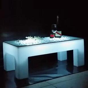 led发光桌子长方形茶几酒吧创意家具七彩充电户外发光家具