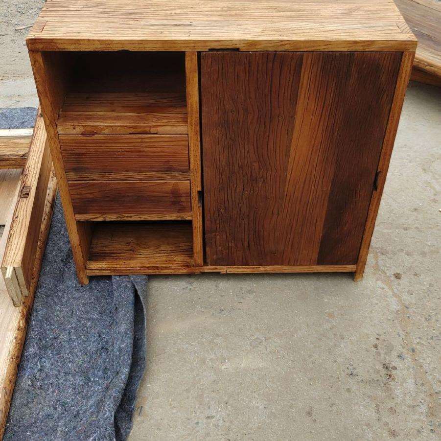 老榆木茶桌边柜茶台侧边柜边几中式茶水柜移动茶台家用小茶车