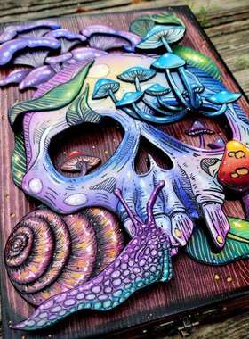 跨境 Skull and Nature Hidden Key Box紫色骷髅盒钥匙箱首饰木盒