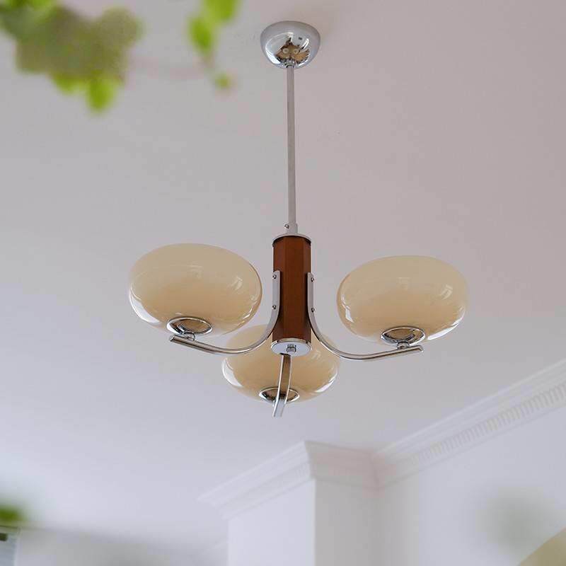 中古北欧实木卧室餐厅吊灯 法式复古原木mcm书房客厅吊灯