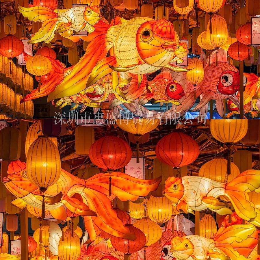 新中式布艺鱼灯新年元宵中秋锦鲤小金鱼彩灯大型花灯春节灯会灯展