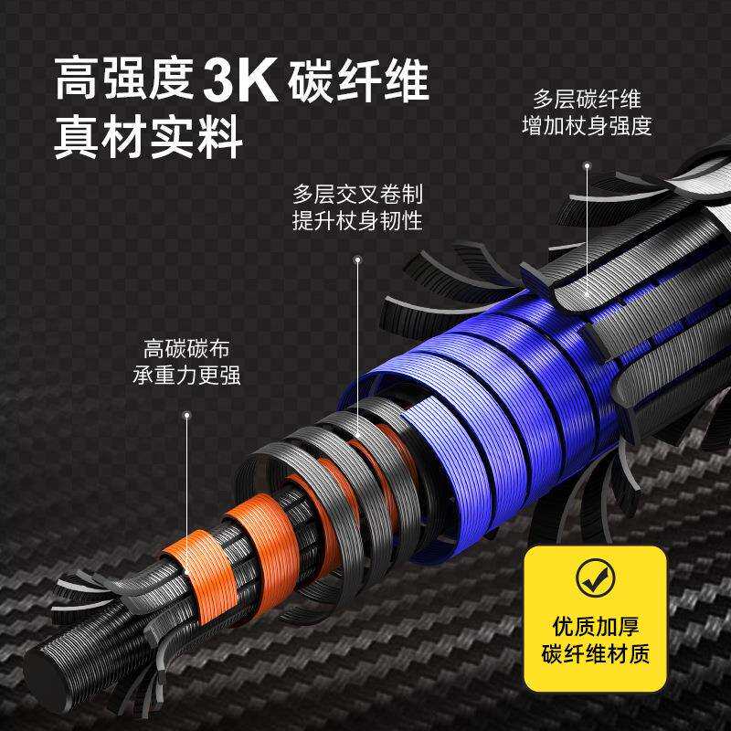 户外登山杖碳纤维伸缩摄影多功能杖三节徒步爬山可调节轻量化拐杖