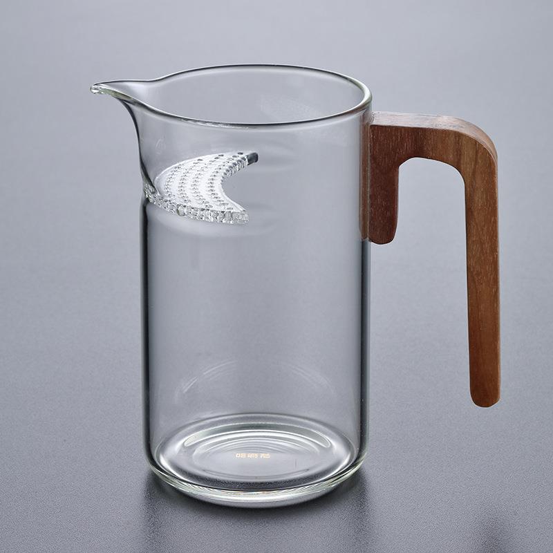 公道杯大容量550ml公道杯茶漏一体月牙带滤网玻璃耐热加厚分茶器