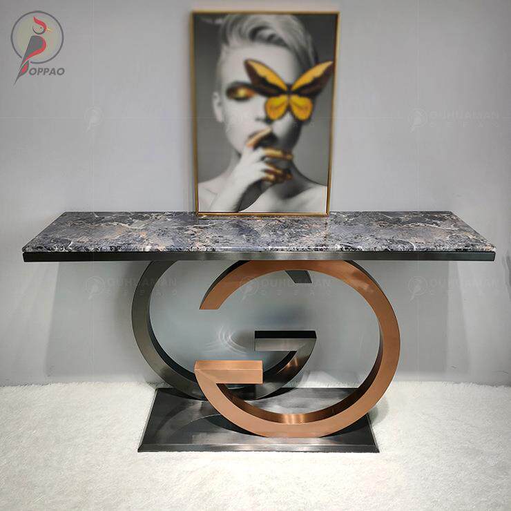 意式高端大理石入户玄关桌轻奢靠墙装饰桌简约案台端景别墅玄关台