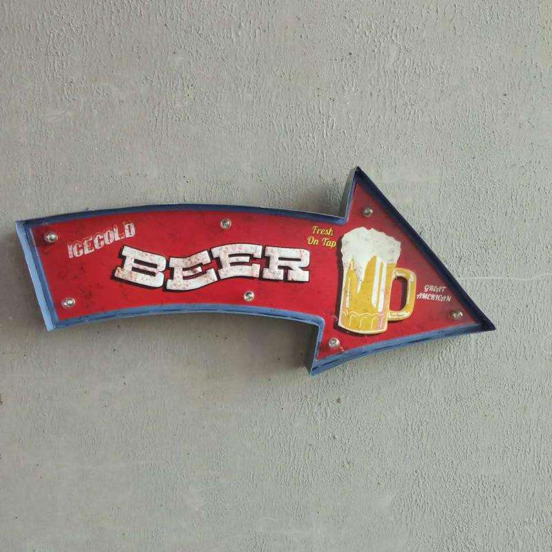 美式乡村个性墙面壁挂壁饰LED指示灯酒吧咖啡厅餐厅铁皮装饰