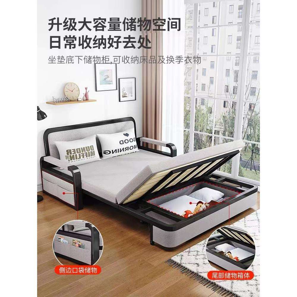 沙发床可折叠两用伸缩沙发多功能储物沙发床实木沙发床卧室收纳床