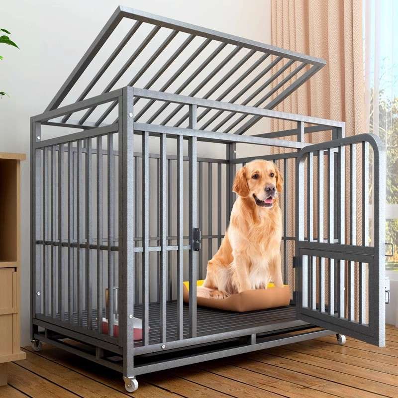 带狗窝室内狗笼子方管厕所笼子加粗铁笼子宠物全大型犬 中狗笼