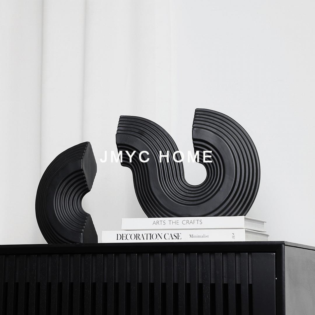 简约现代创意S型树脂书挡摆件客厅电视柜卧室书房桌面艺术装饰品