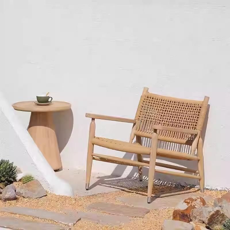 室外柚木椅子户外休闲防水防晒藤编椅花园露台阳台实木椅茶几组合
