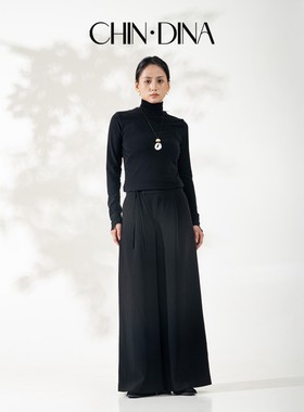 CHIN·DINA黑色休闲裤女春秋新款高腰西装裤高级感气质松弛感裤子