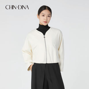 新中式短款V领棉服女款2025新款冬季小个子显高围巾保暖短外套