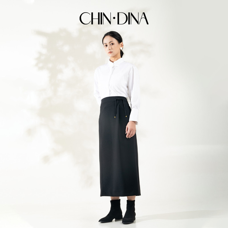 CHINDINA黑色半裙女20半身裙