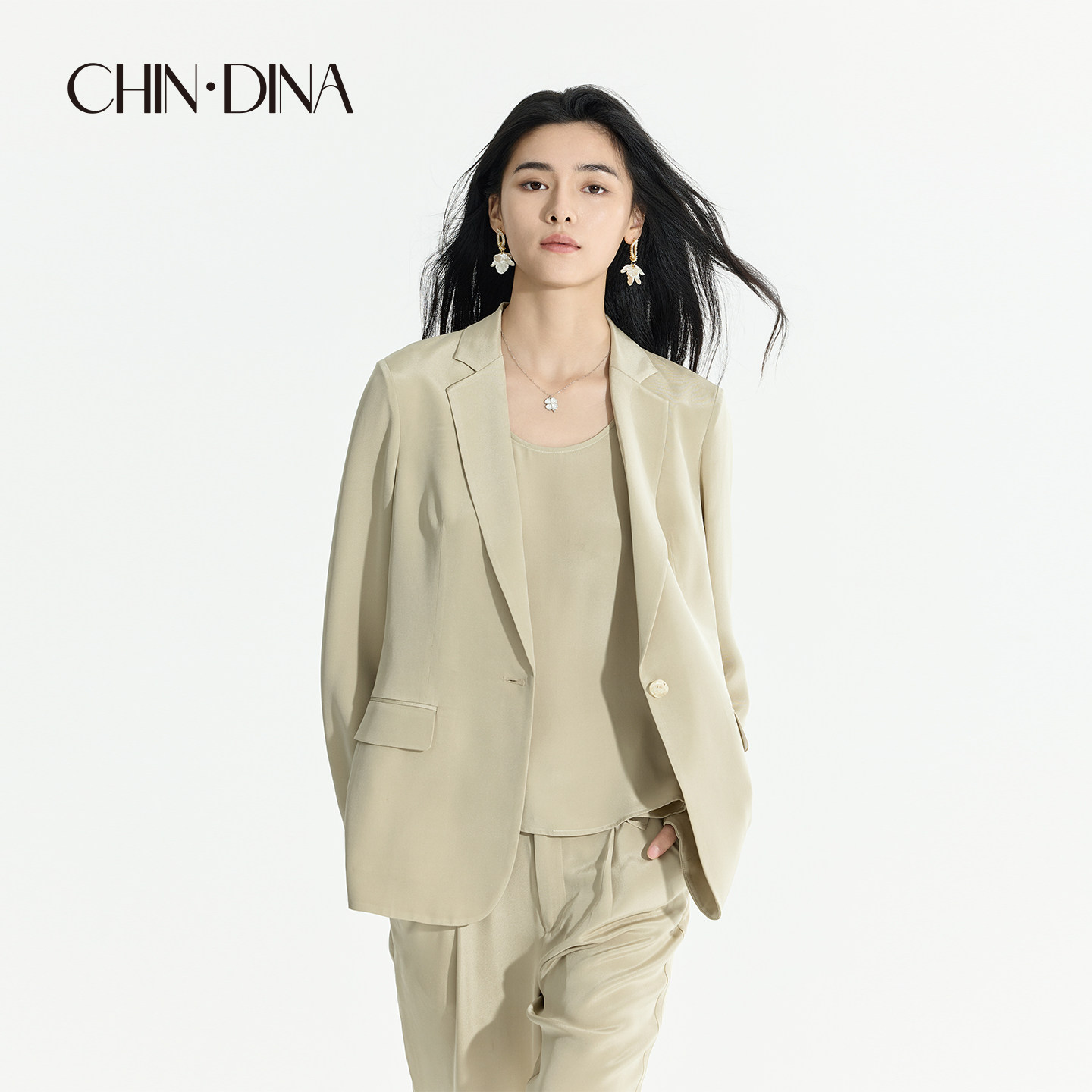 100%桑蚕丝春夏西装外套女老钱风